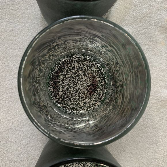 3 Glass Candle Holder Votive Tealight Christmas Holiday Snowflake Green Silver - Picture 13 of 16